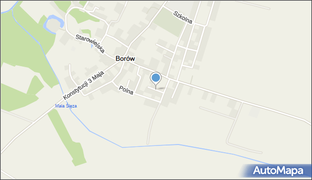 Borów powiat strzeliński, Słoneczna, mapa Borów powiat strzeliński