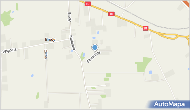 Brody gmina Płońsk, Słoneczna, mapa Brody gmina Płońsk