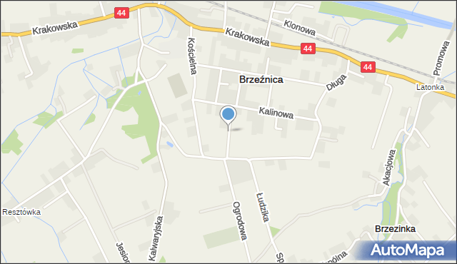 Brzeźnica powiat wadowicki, Słonecznikowa, mapa Brzeźnica powiat wadowicki