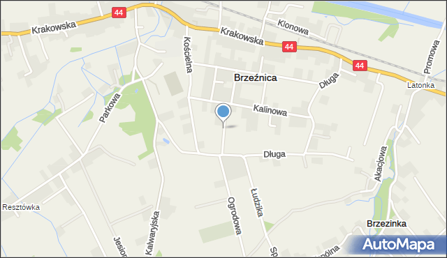 Brzeźnica powiat wadowicki, Słonecznikowa, mapa Brzeźnica powiat wadowicki