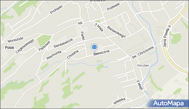 Brzozów, Słoneczna, mapa Brzozów