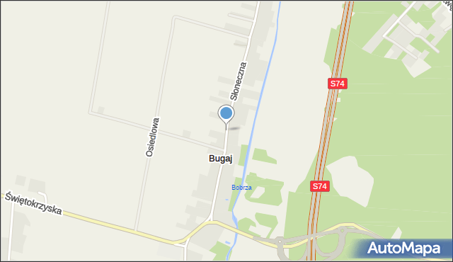 Bugaj gmina Strawczyn, Słoneczna, mapa Bugaj gmina Strawczyn
