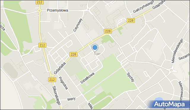 Bytów, Słoneczna, mapa Bytów