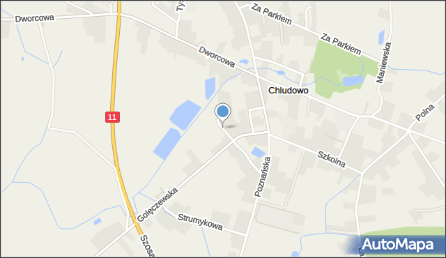 Chludowo, Słoneczna, mapa Chludowo