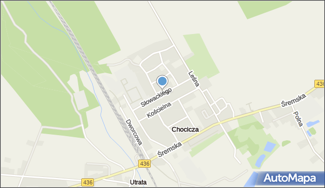 Chocicza gmina Nowe Miasto nad Wartą, Słowackiego Juliusza, mapa Chocicza gmina Nowe Miasto nad Wartą
