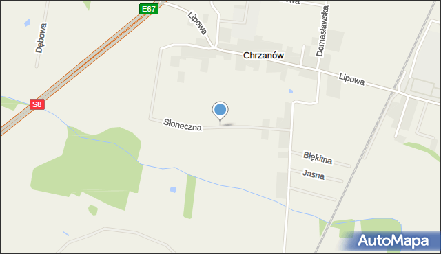 Chrzanów gmina Kobierzyce, Słoneczna, mapa Chrzanów gmina Kobierzyce