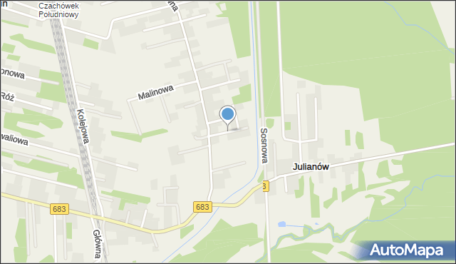 Czachówek, Słoneczna, mapa Czachówek