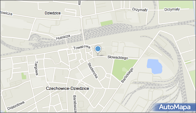 Czechowice-Dziedzice, Słowackiego Juliusza, mapa Czechowic-Dziedzic