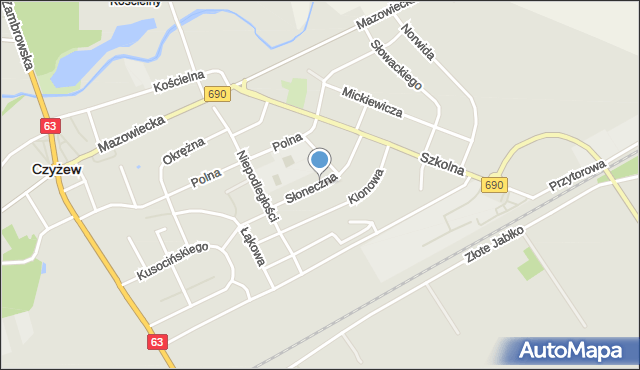 Czyżew powiat wysokomazowiecki, Słoneczna, mapa Czyżew powiat wysokomazowiecki