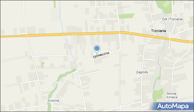 Dąbrowa gmina Świlcza, Słoneczna, mapa Dąbrowa gmina Świlcza