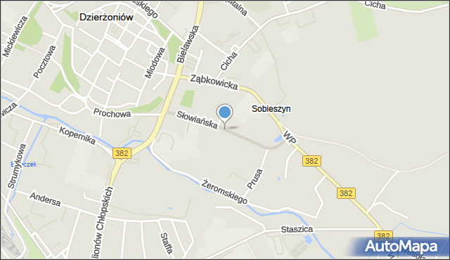 Dzierżoniów, Słowiańska, mapa Dzierżoniów