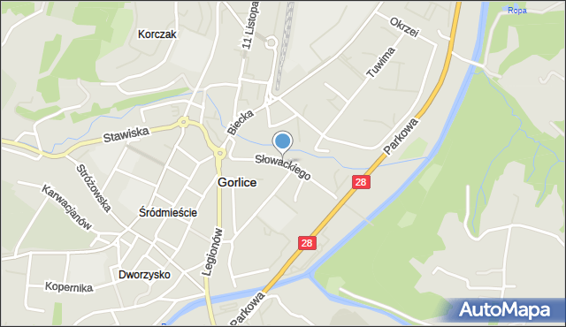 Gorlice, Słowackiego Juliusza, mapa Gorlic
