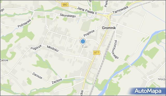 Gromnik powiat tarnowski, Słowackiego Juliusza, mapa Gromnik powiat tarnowski