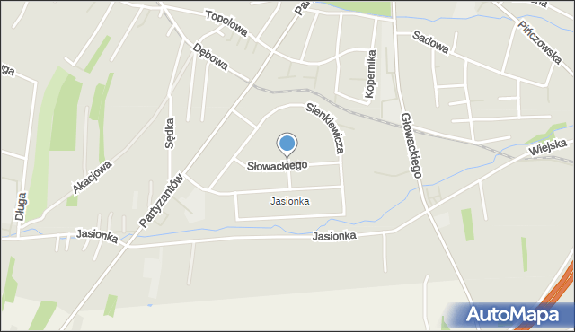 Jędrzejów, Słowackiego Juliusza, mapa Jędrzejów