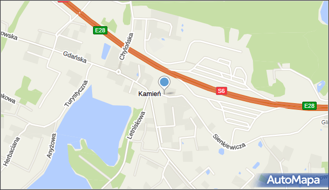 Kamień gmina Szemud, Słowackiego Juliusza, mapa Kamień gmina Szemud