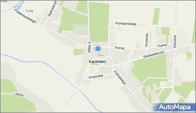 Kazimierz gmina Lutomiersk, Słowackiego Juliusza, mapa Kazimierz gmina Lutomiersk