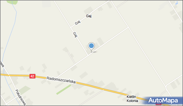 Kietlin gmina Radomsko, Słoneczna, mapa Kietlin gmina Radomsko