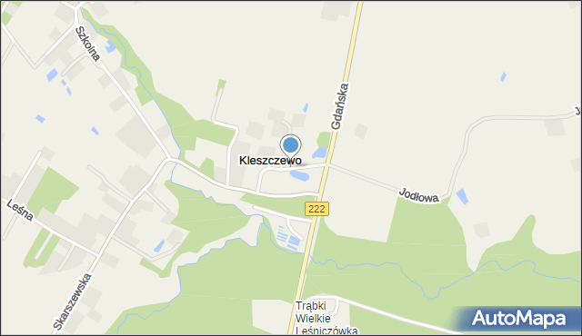 Kleszczewo gmina Trąbki Wielkie, Słoneczna, mapa Kleszczewo gmina Trąbki Wielkie