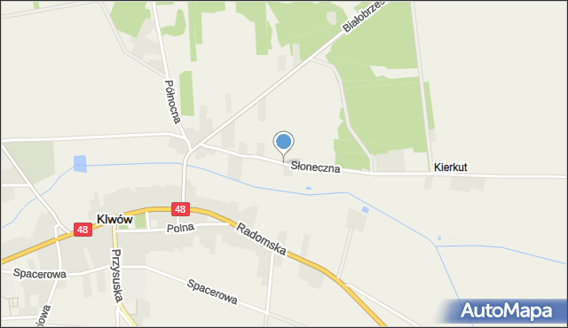 Klwów, Słoneczna, mapa Klwów