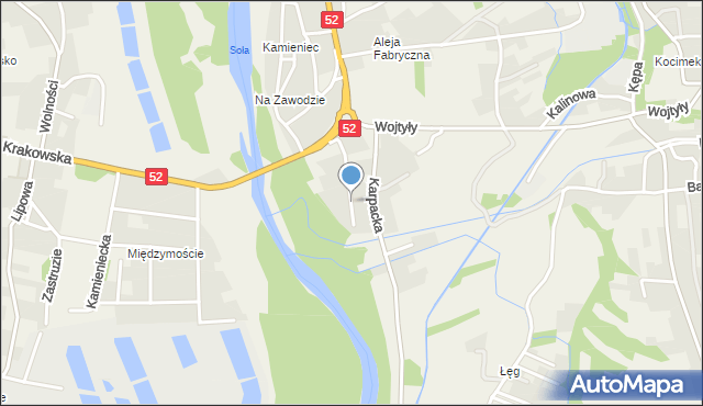 Kobiernice, Słoneczna, mapa Kobiernice