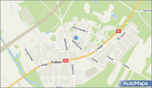 Kołbiel, Słoneczna, mapa Kołbiel