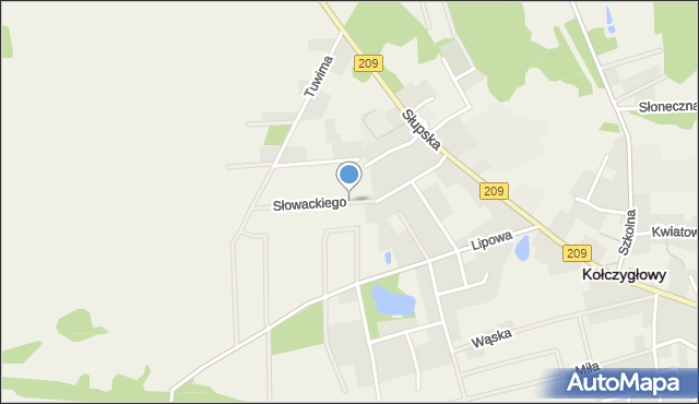 Kołczygłowy, Słowackiego Juliusza, mapa Kołczygłowy
