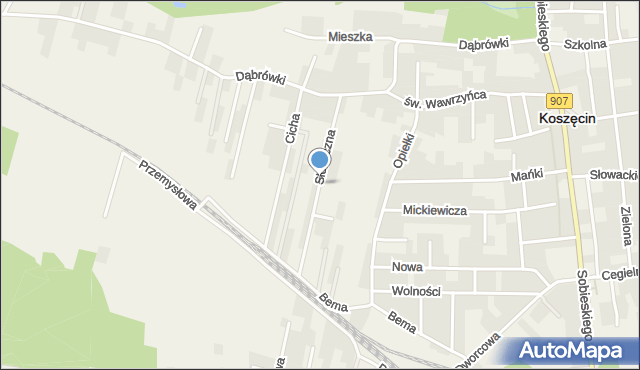 Koszęcin powiat lubliniecki, Słoneczna, mapa Koszęcin powiat lubliniecki