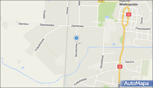 Koźmin Wielkopolski, Słoneczna, mapa Koźmin Wielkopolski