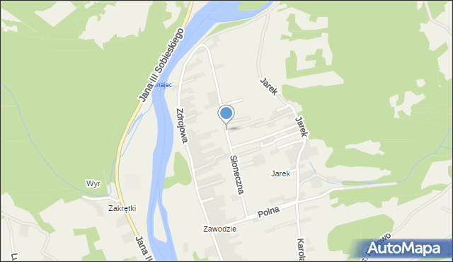 Krościenko nad Dunajcem, Słoneczna, mapa Krościenko nad Dunajcem