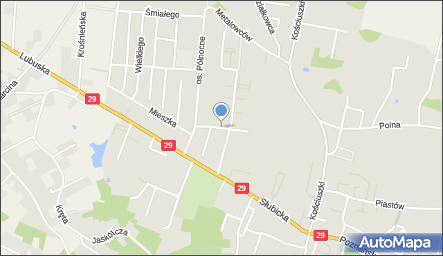 Krosno Odrzańskie, Słowackiego Juliusza, mapa Krosno Odrzańskie