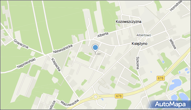 Księżyno, Słowicza, mapa Księżyno