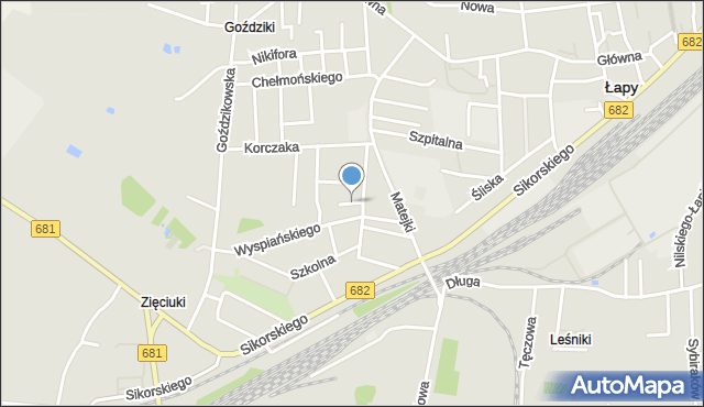 Łapy, Sławińskiego Witolda, mapa Łapy