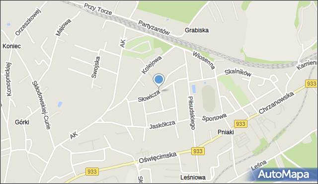 Libiąż, Słowicza, mapa Libiąż