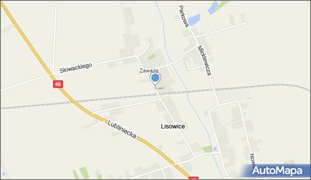 Lisowice gmina Pawonków, Słowackiego Juliusza, mapa Lisowice gmina Pawonków