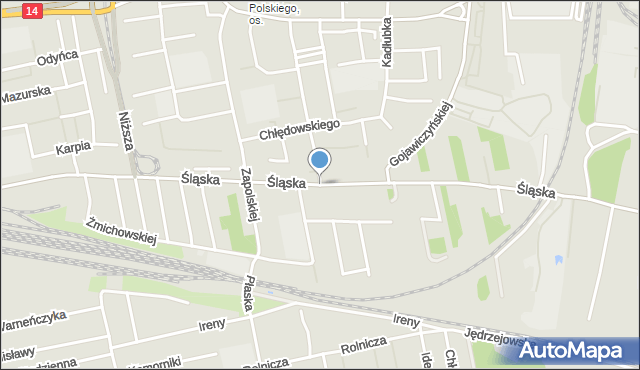 Łódź, Śląska, mapa Łodzi