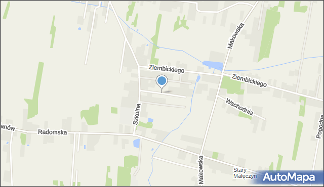 Małęczyn gmina Gózd, Słoneczna, mapa Małęczyn gmina Gózd