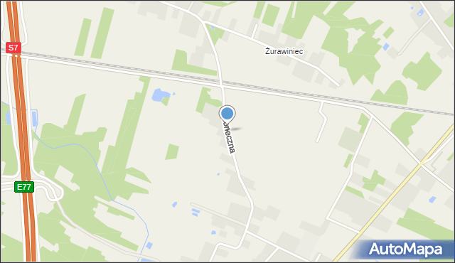 Młodocin Większy, Słoneczna, mapa Młodocin Większy