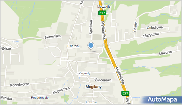 Mogilany, Słowiańska, mapa Mogilany