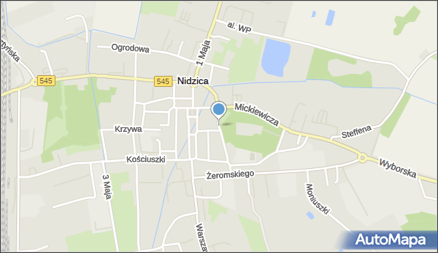 Nidzica, Słowackiego Juliusza, mapa Nidzica