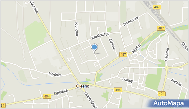 Olesno, Słowackiego Juliusza, mapa Olesno