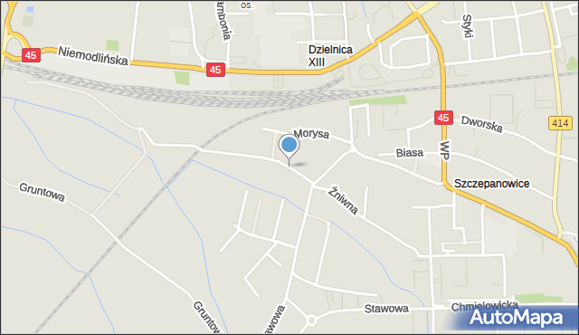 Opole, Słoneczna, mapa Opola