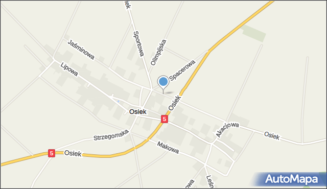 Osiek gmina Kostomłoty, Słoneczna, mapa Osiek gmina Kostomłoty