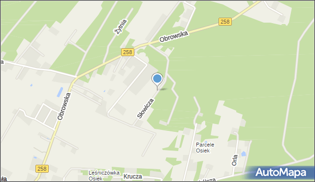 Osiek nad Wisłą, Słowicza, mapa Osiek nad Wisłą