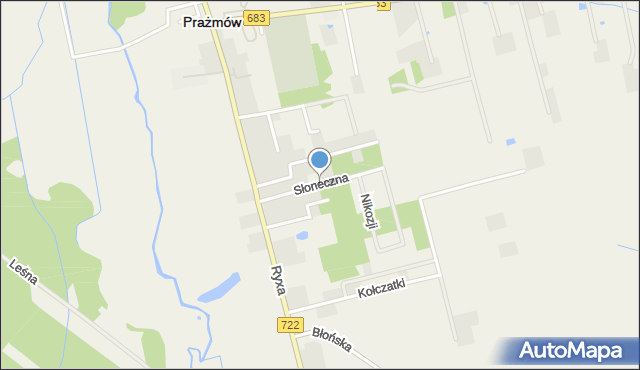 Prażmów powiat piaseczyński, Słoneczna, mapa Prażmów powiat piaseczyński