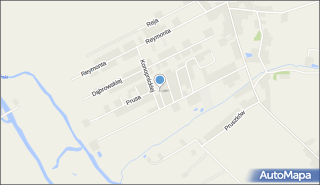 Pruszków gmina Blizanów, Słowackiego Juliusza, mapa Pruszków gmina Blizanów