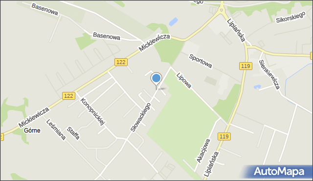 Pyrzyce, Słowackiego Juliusza, mapa Pyrzyce