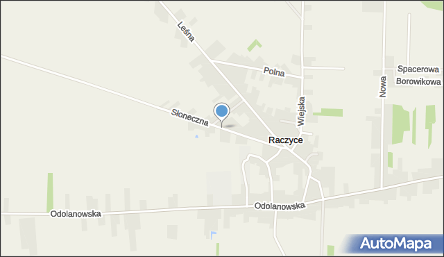 Raczyce gmina Odolanów, Słoneczna, mapa Raczyce gmina Odolanów