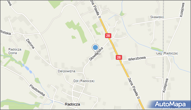 Radocza, Słowiańska, mapa Radocza