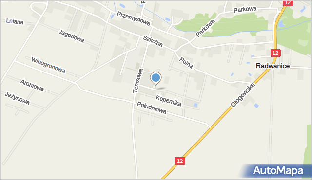 Radwanice powiat polkowicki, Słoneczna, mapa Radwanice powiat polkowicki