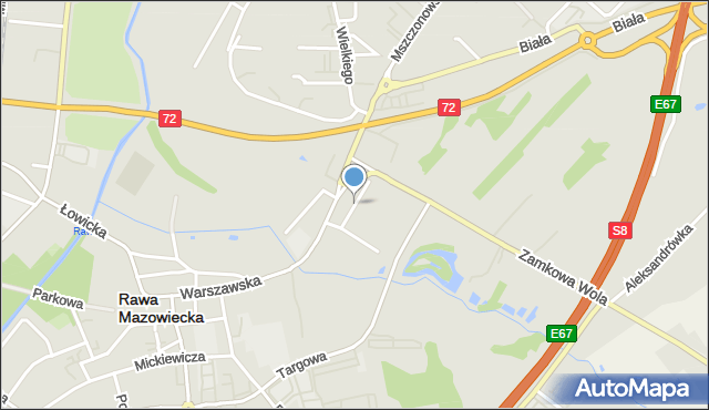 Rawa Mazowiecka, Słoneczna, mapa Rawa Mazowiecka